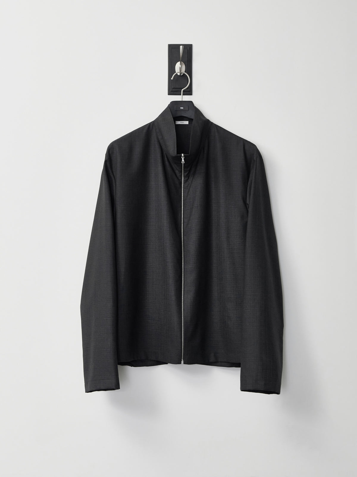 High Neck Zip Up (Black Check)