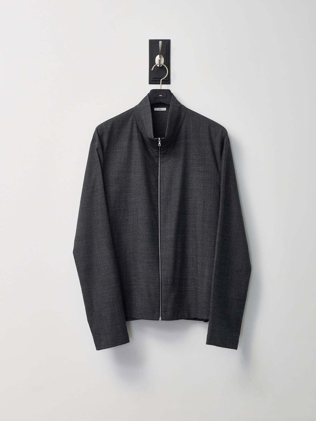 High Neck Zip Up (Grey Check)